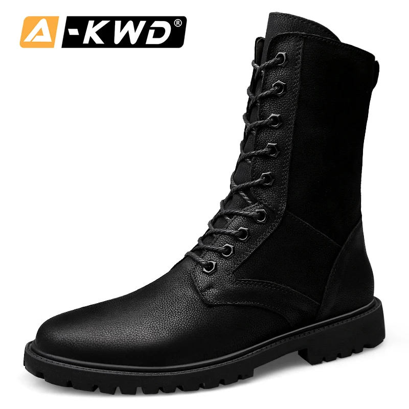 Новые черные сапоги до колена со стальным носком Мужская обувь Zapato Seguridad зимняя
