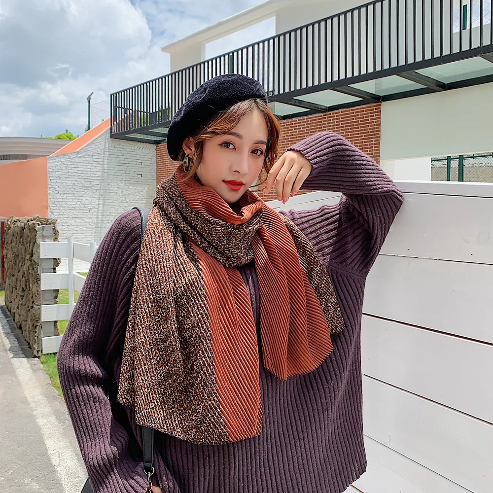 

2019 Scarf Women's Autumn & Winter Silk Scarves Korean-style Thin Leopord Pattern Lengthen Scarf Women's Winter Warm Shawl Dual