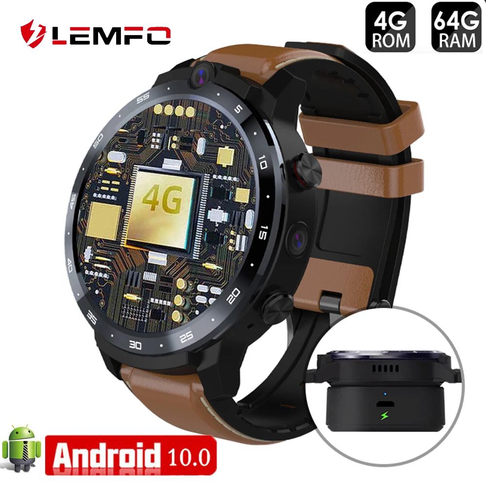 Смарт-часы LEMFO LEM12 PRO мужские Android 10 0 беспроводная проекция 4 Гб + 64 ГБ Face ID двойная