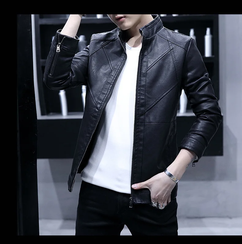 Стиль Повседневное кожаные пальто мужские пальто корейский-Стиль Slim Fit тренд красивый Молодежный Босоножки из искусственной pu кожи мужская одежда