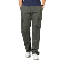 Осень зима мужские хлопковые брюки карго мульти большой карман прямые Свободные мешковатые брюки мужские джоггеры хип-хоп шаровары размера плюс
