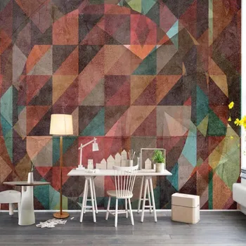 

milofi custom 3D Nordic abstract geometric line lattice TV living room large background wallpaper mural