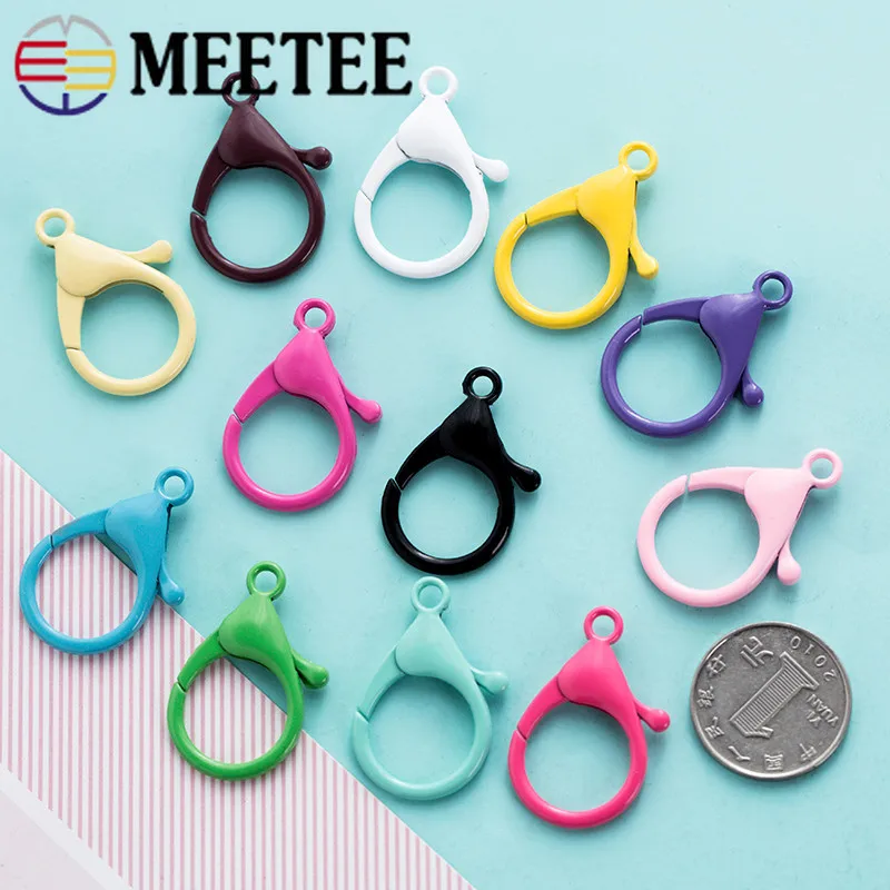 Meetee 30pcs 35mm Lobster Buckle Colorful Key Ring Spring Hook Dog Collar Buckles Key Chain Handbag Pendant Decoration BF281