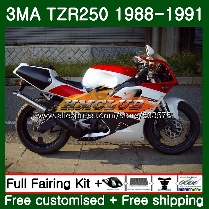 No. 1 Корпус для YAMAHA TZR-250 3MA TZR250 1988 1989 1990 1991 121CL. 27 красный, белый TZR250RR TZR250 RS YPVS ТЗР 250 88 89 90 91 обтекатель - Цвет: No. 1