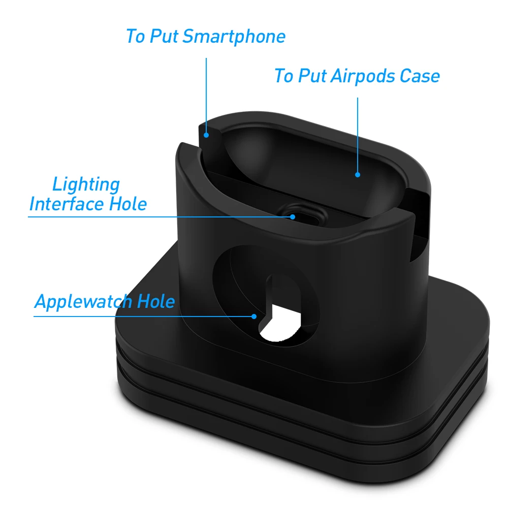 Fivetech 3 in1 силиконовый изменение подставка для Airpods/Apple Watch/iPhone Зарядное устройство База для наручных часов Apple Watch 4/3/2/1 держатель для мобильного телефона