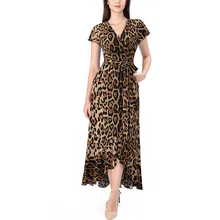 Vfemage, женские бархатные леопардовые, в горошек, с оборками, с карманами, с поясом, с разрезом, высокая низкая, повседневное, официальное, для вечеринки, длинное платье макси 079