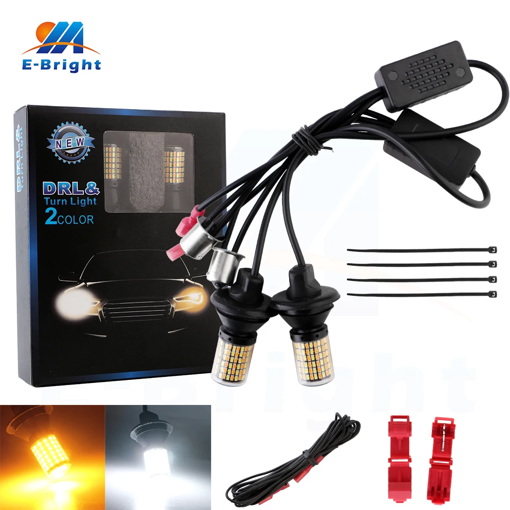 

2PCS 100% Canbus No Error S25 1156 BA15S BAU15S T25 3156 T20 7440 White/Amber Switchback 12V Led Car Tail Lamp Turn Signal Light