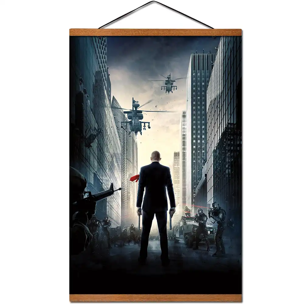 Hitman Agent 47 Movie Hanging Poster Scroll Canvas Painting With Teak Wood Wall Art Pictures Painting Calligraphy Aliexpress