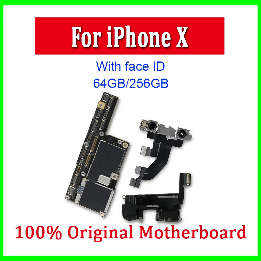 

Motherboard For iPhone X Original Unlocked For iPhone X Motherboard With Face ID Mainboard With Full Chips Free iCloud