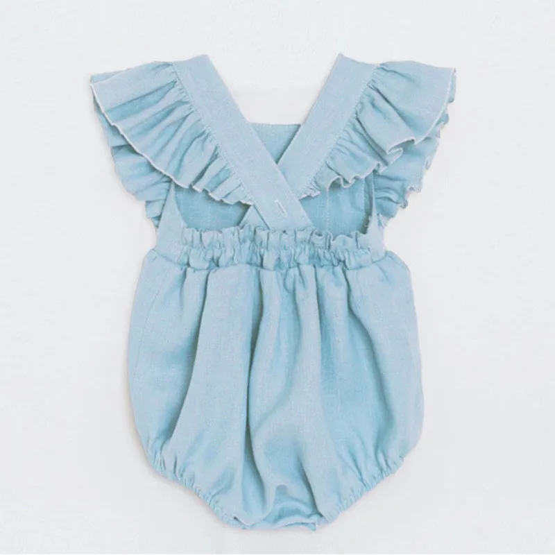 D1349 blue Комбинезоны для маленьких девочек; одежда принцессы с оборками; Одежда для новорожденных; льняные комбинезоны для малышей; летняя одежда для малышей; D134 - Color: D1349 blue