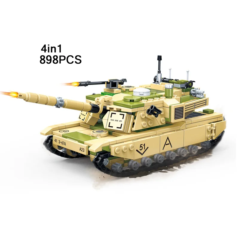 Военный 4в1 1:28 масштаб M1A2 основной боевой танк, блоки, леопард 2A6 T55 M107 самоходная зенитная пушка ww2 игрушка