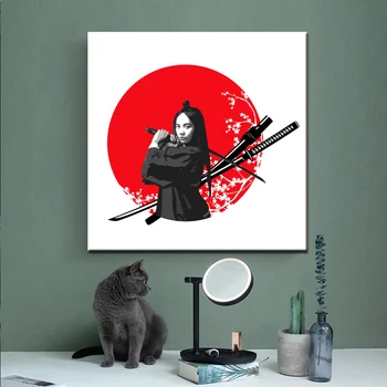 

Bushido Prints Canvas Japanese Style Painting Windows Posters Painting For Living Room Home Decoration Wall Picture