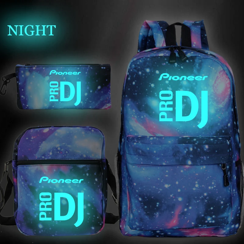 

Pioneer Pro Dj backpack Luminous Bag 3pcs/set Backpacks School Bags for Teenager Boys Girls Bagpack Women Men Mochila Knapsacks