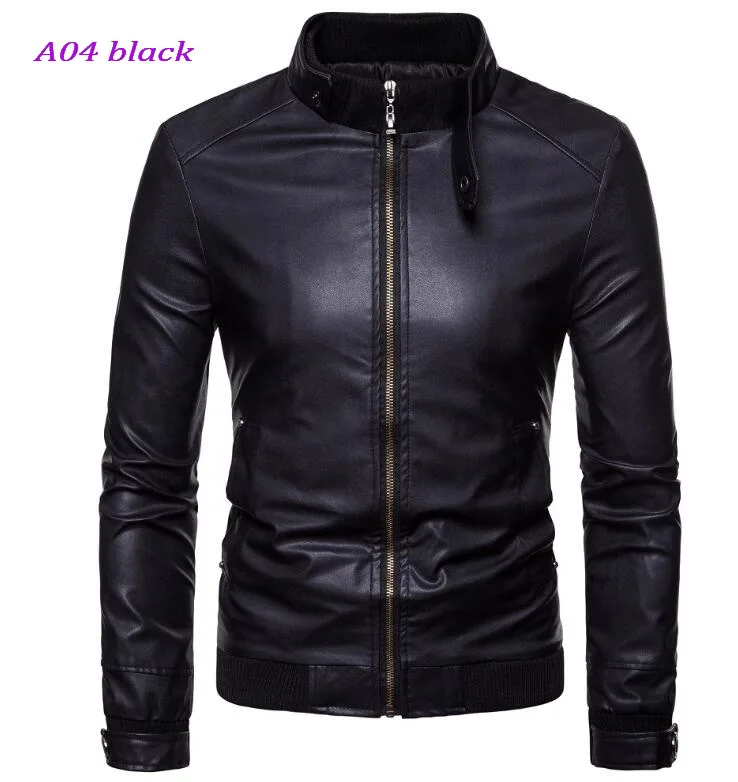 A04 BLACK Кожаная верхняя одежда, мотоциклетная винтажная кожаная куртка, модное байкерское пальто на молнии с карманами, дизайнерское кожаное пальто, много стилей - Цвет: A04 BLACK