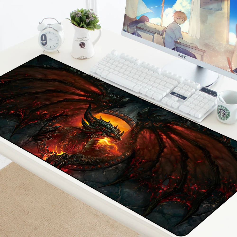Большой игровой коврик для мыши, коврик для мыши World of Warcraft, коврик для мыши Dragon Gamer, компьютерный ПК, Настольный коврик для ноутбука, фиксирующий край, большой коврик для мыши