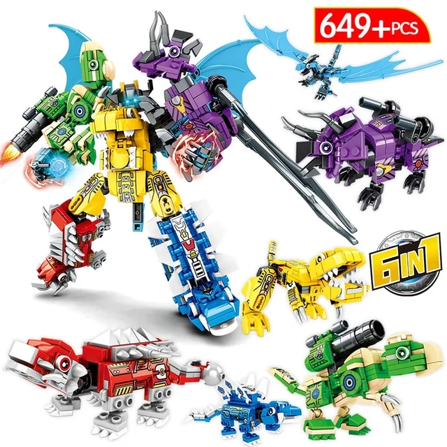 Inglys Dinosaur Transformation Robot Building Blocks Tyrannosaurus Velociraptor Pterosaur Model Bricks Kid Toy For Boy 1