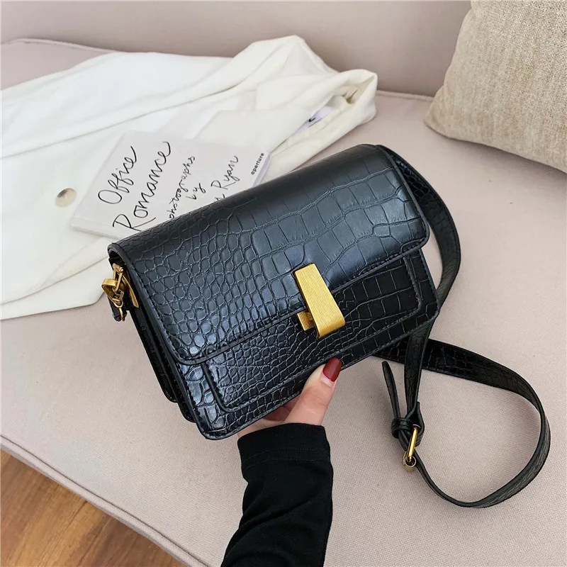 

New Arrival Bag WOMEN'S Bag 2019 Korean-style Fashion Retro Square Sling Bag Crocodile Pattern Crossbody Bag Bags