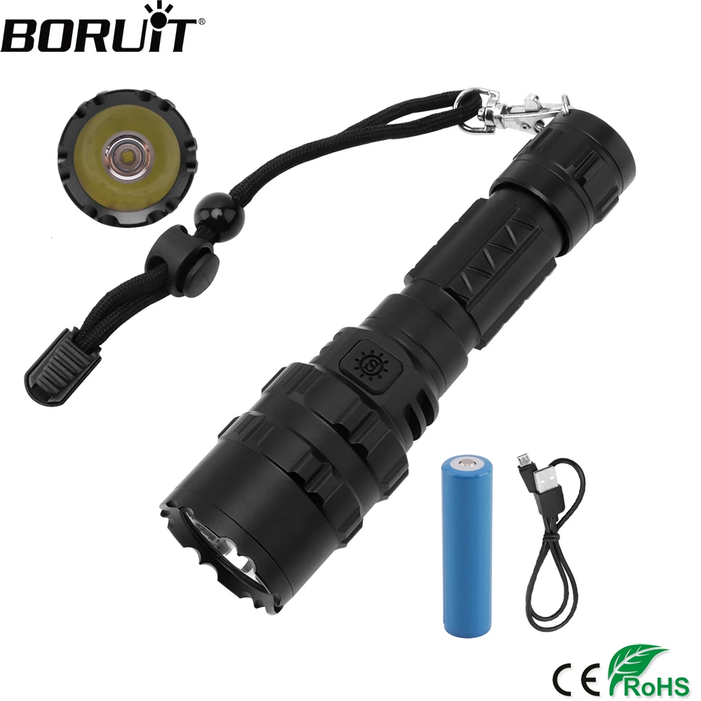 

BORUiT 801 LED Flashlight XM-L 1330lm High Power Torch 5-Mode Rechargeable 18650 Lantern Waterproof Bicycle Light for Camping