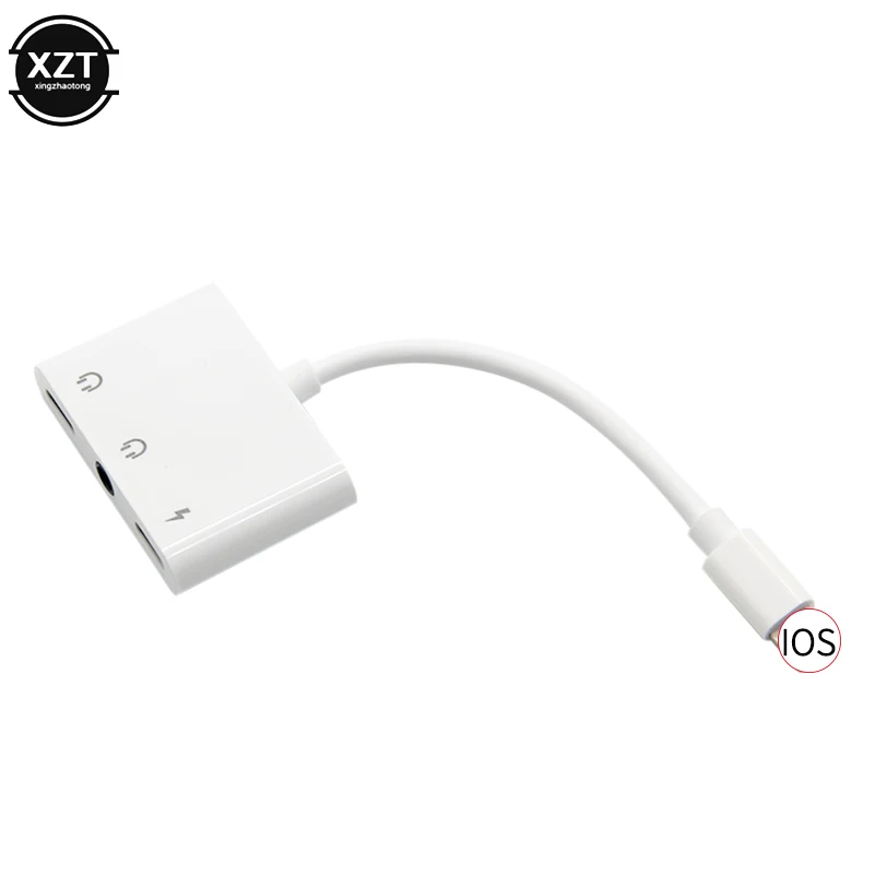 3 в 1 аудио адаптер для наушников зарядный кабель Aux разъем для iPhone 7 8 plus X XS зарядка вызова двойной для Lightning 3,5 мм сплиттер