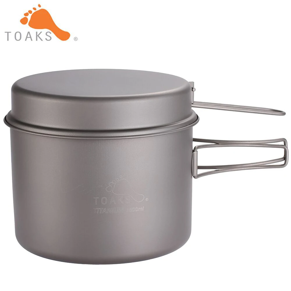 TOAKS Cookware Set Ultralight Titanium Pot Frying Pan Outdoor Camping Titanium Bowl Titanium Cup Picnic 1100ml, 1300ml, 1600ml 3