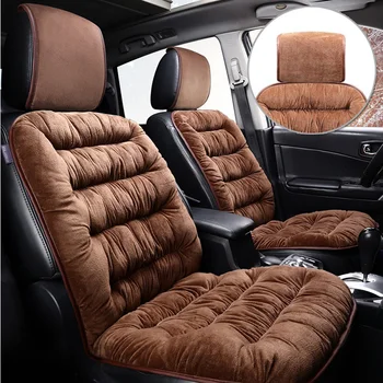 

Warm Car Seat Covers Plush Cushion Front Pad With Head Cap Comfortable