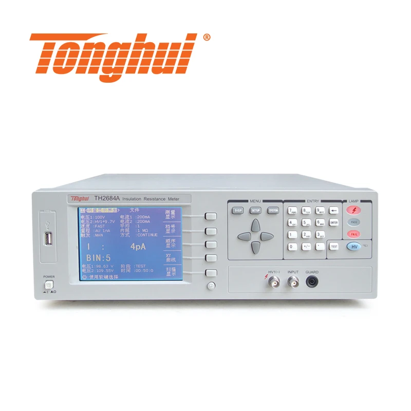 

TH2684A 10 -1000V, 10k -100TÎ© High Resistance Tester Insulation Meter Programmable Charge Time: 0 to 1000s