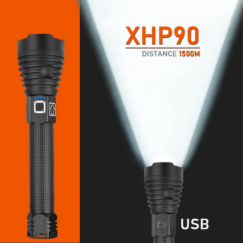 

Tactical USB Rechargeable XHP90 XHP50.2 flashlight The most powerful LED high lumen flashlight 18650 26650 Fishing hunting lamp