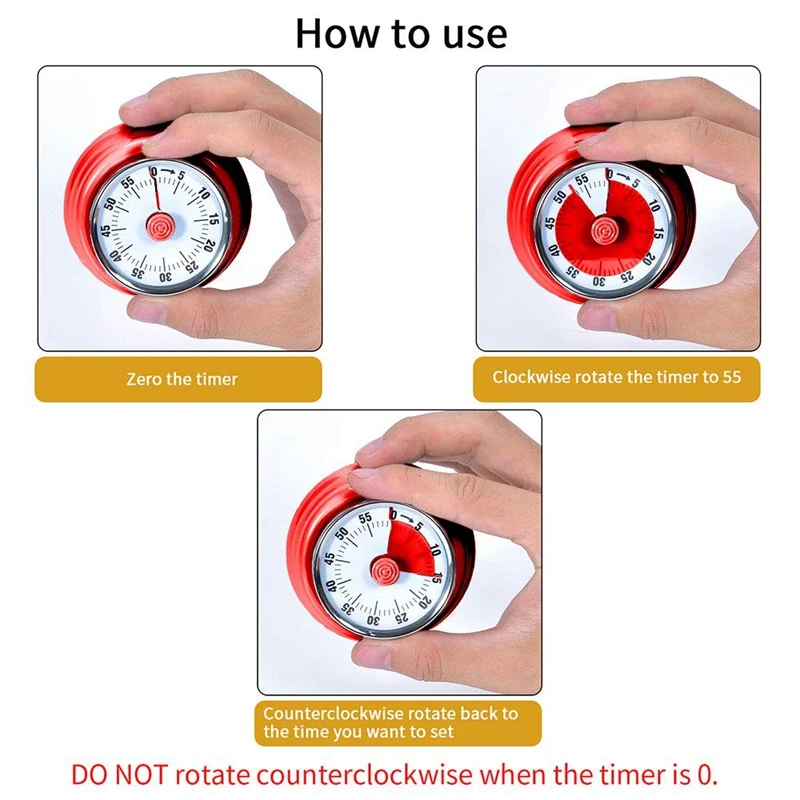 60 минут механический таймер-магнитный визуальный таймер обратного отсчета с будильником для кухни приготовления выпечки спортивных детей(красный