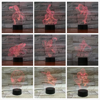 

3D Lamp Marvel Comics Superhero Spider Man Kids Led Night Light Bedroom Bedside Deco Nightlight The Avengers 3D Table Lamp Child