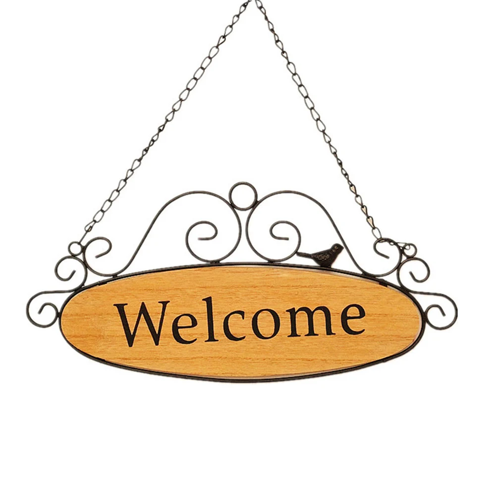 Practical Office Wall Hanging Vintage Decorative Garden Door Plaque Bar Home Gate Welcome Sign Cafe Shop Durable Wood Iron