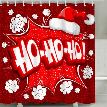 

Christmas Patterns Home Bath Decorative Shower Curtain Set Printed Polyester Bath Covers With 12 C-Shape Hanging Hooks 70 X 70In