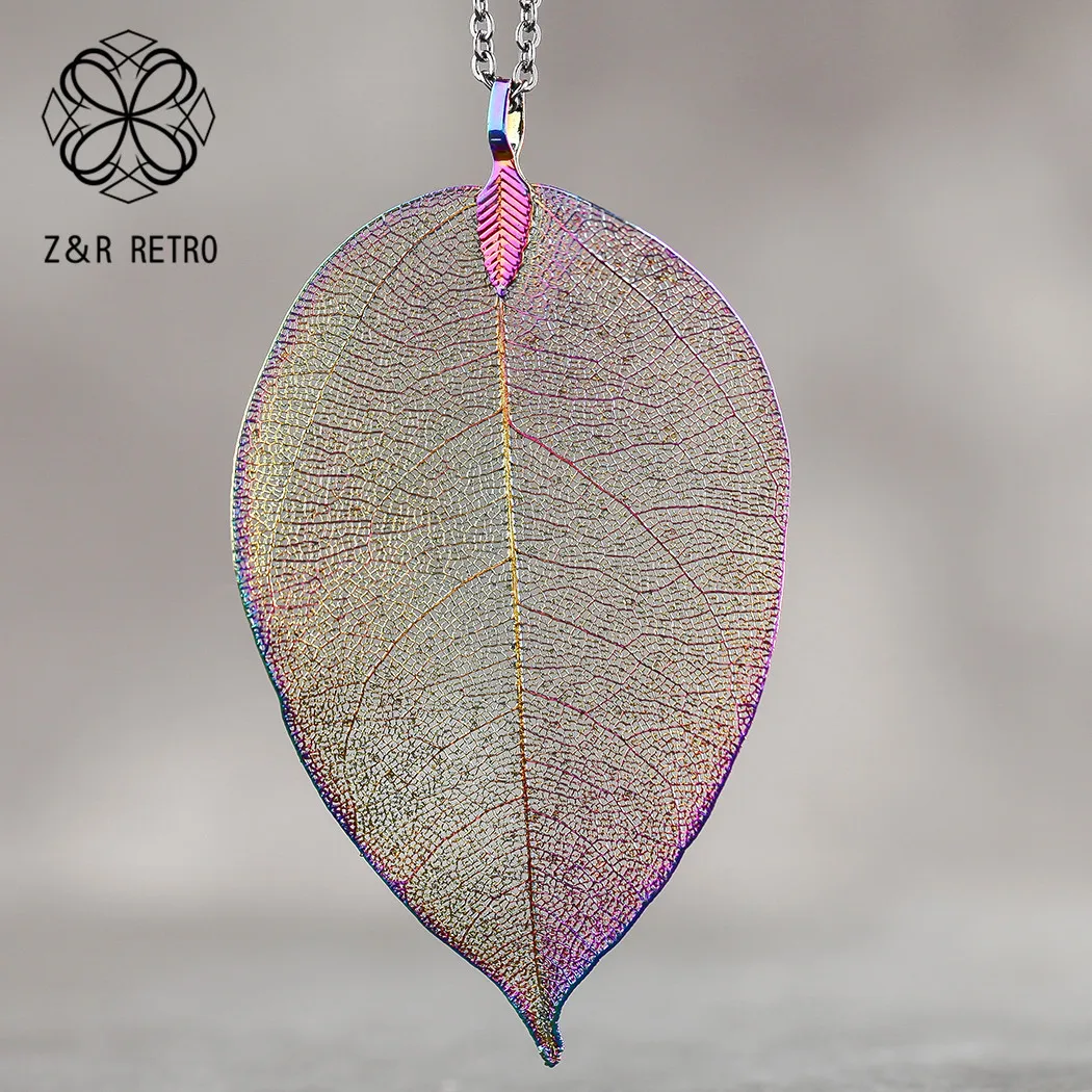 Chain Necklaces Pendants Maple Leaf Necklace Women Long Necklaces 7color Decoration Handmade Necklace Leaf Vintage New Gift - Окраска металла: 4