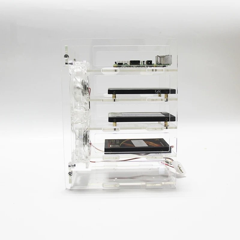 5 Layer Acrylic Cluster Case Cooling Rack Tower for R Pi 4 B / 3 B + / 3 B hard disk holder 2.5hdd ssdbracket Chassis Accessorie