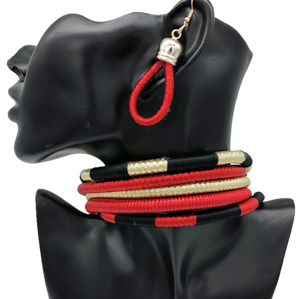 Multilayer Tribal Choker Earrings Set African Necklaces Jewelry Sets jewelry sets jewelry set