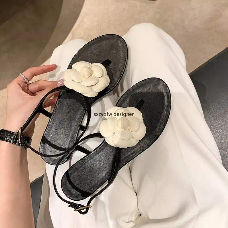 white flower sandals