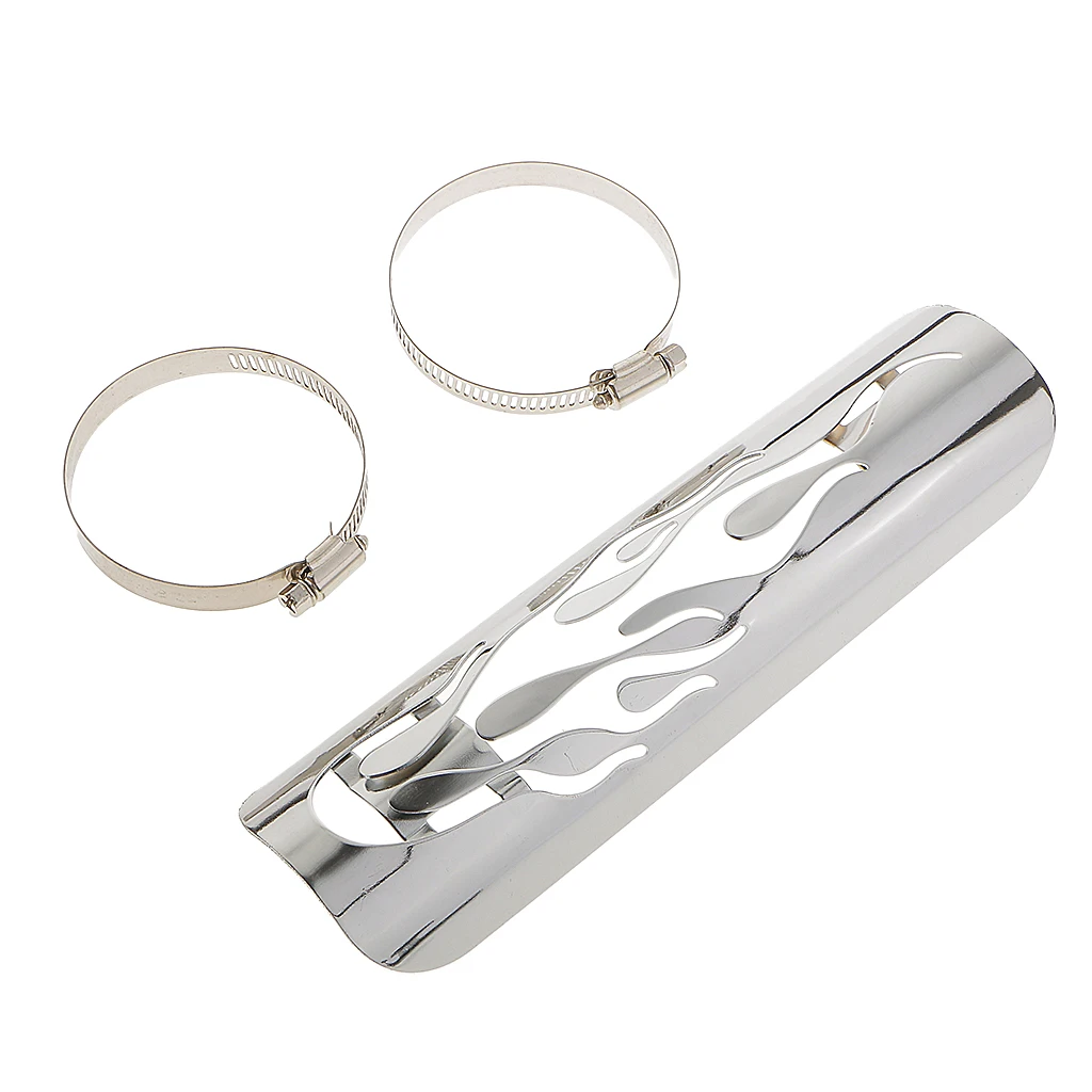 9'' Pierced Chrome Motor Flame Exhaust Muffler Pipe  Shield Cover Guard