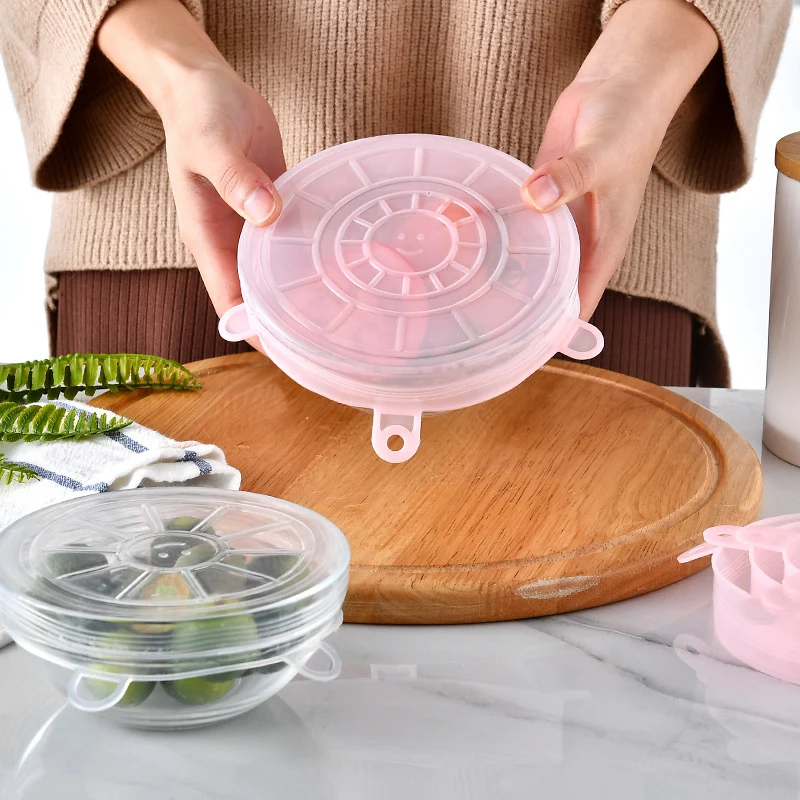 

6 Pcss/Set Fresh Keeping Cover Kitchen Dustproof Silicone Stretch Cover Multi-Function Vegetable Fresh Keeping Bowl Cover