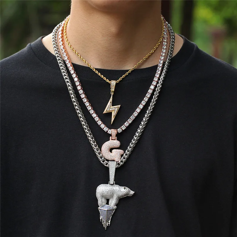 Iced Out подвеска с молнией ожерелье Новое поступление AAA квадратной формы с цирконом мужские Подвески ожерелье Мода хип хоп ювелирные изделия