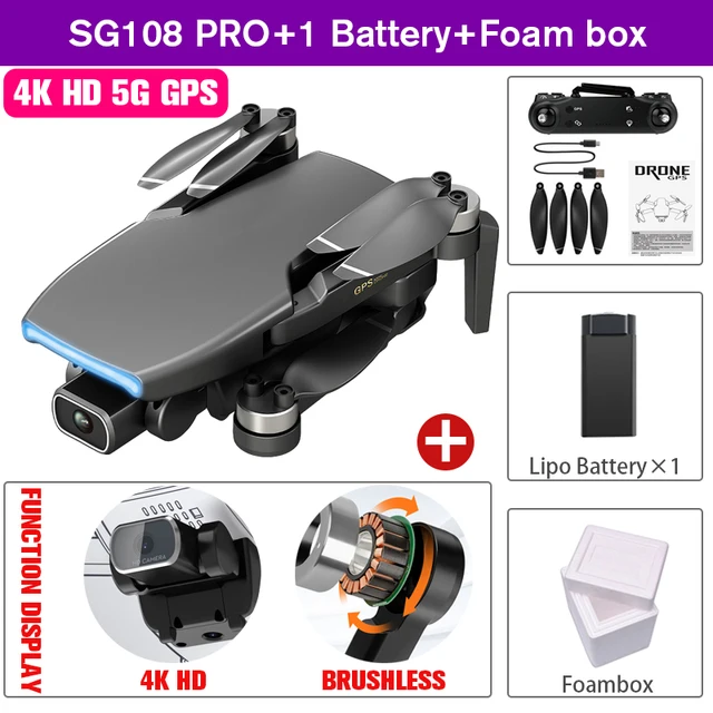 SG108 Pro 2021 GPS 4k Drone 2 Axis Gimbal Professional Camera 5G WIFI FPV Dron 1KM Distance Brushless Motor  Rc Quadcopter PK S3