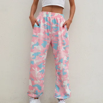 

Camouflage Printed Women Pants Jogger Sport Sweatpants High Waist Harem Pants Sport Trousers Mujer Elastic Cargo Pants Pockets
