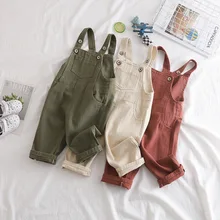 Children's Jumpsuit Fashion Korean Pocket Baby Overalls Toddler Boys Pants Spring Autumn Casual Newborn Baby Girls Jumpsuits New