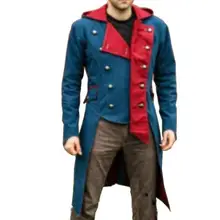 Мужские Винтажные куртки средневековый Готический двубортный пиджак необычный приталенный смокинг с капюшоном мужской пиджак