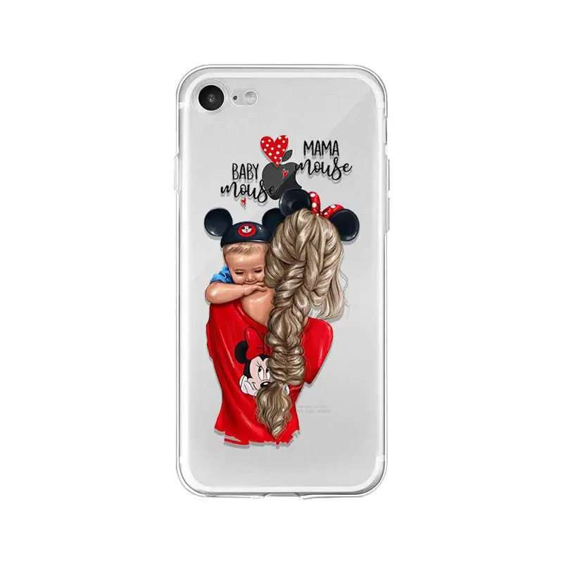 MaiYaCa/модные черные каштановые волосы для мамы, дочки, сына, папы, PhoneCase для iPhone XR 11 Pro Max XS MAX 8, 7, 6, 6S Plus, X, 5S, SE