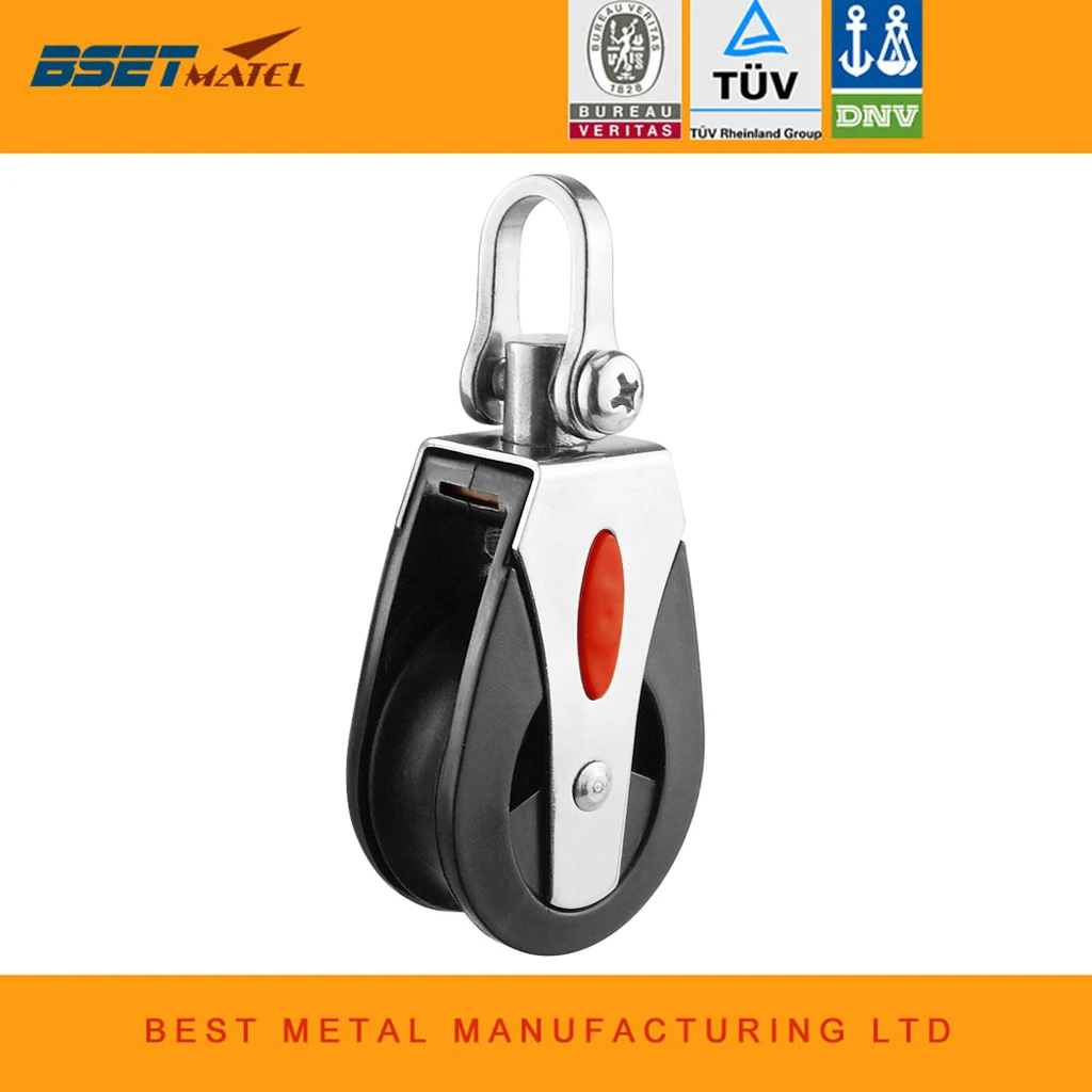 

1500Lbs Load Capacity Sheave Block Universal Head Single Pulley Swivel Sailboat Plain Bearing Block Rope Runner Boat Accessories