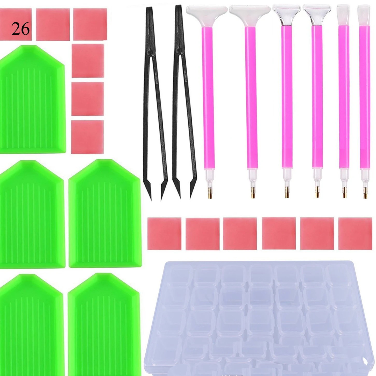 Set B(26 pieces) Инструмент для алмазной живописи, инструмент для вышивания крестиком, набор ручек для вышивания своими руками с пинцетом, набор из 26 предметов и набор из 23 предметов - Цвет: Set B(26 pieces)
