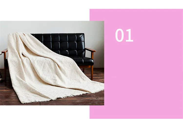 Скандинавском стиле, однотонное белое одеяло, Хлопковое трикотажное одеяло для дивана, T Форма, короткое одеяло, чехол для дивана, подушка домашний текстиль
