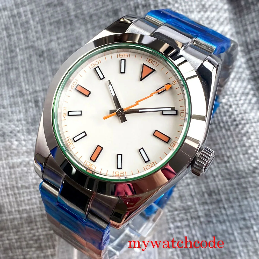 40mm PARNIS White Dial Sapphire Glass Polished Bezel Flash Second Hand MIYOTA 8215 Movement Automatic Men Watch | Наручные часы