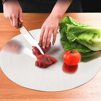 

Round Stainless Steel Cutting Board, Kitchen Cutting Board Easy Clean cutting board for Vegetables and Meat (11.81 inch)