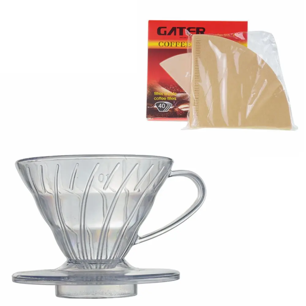 V60 Кофе Воронка-дриппер для теплостойкой смолы 2/4 чашки для бариста Кофе чайник Кофе фильтр кофейные фильтры для многократного использования - Цвет: 1-2cups