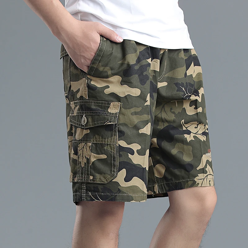 Seller Army Green Men Shorts Camouflage Men Clothes Work Out for Man Cargo Shorts Homme Casual Cotton Straight Shorts for Men XL-6XL